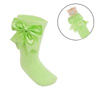 S350-MI: Mint Knee Length Socks w/Large Bow (0-24 Months)